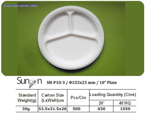 10 inch 3 Compartment Plate